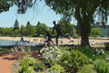 Photo of park with statues near beach